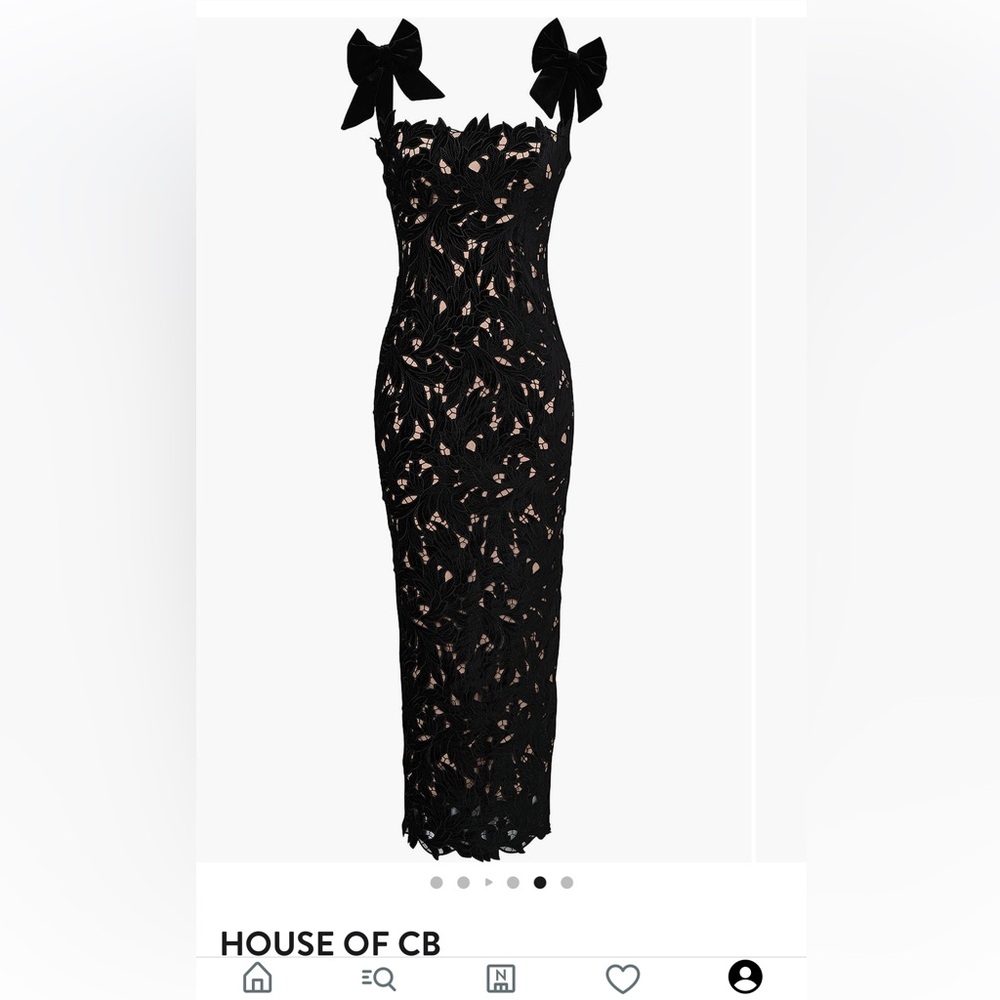 House of CB Black Tiff Velvet Lace Gown - Picture 4 of 5